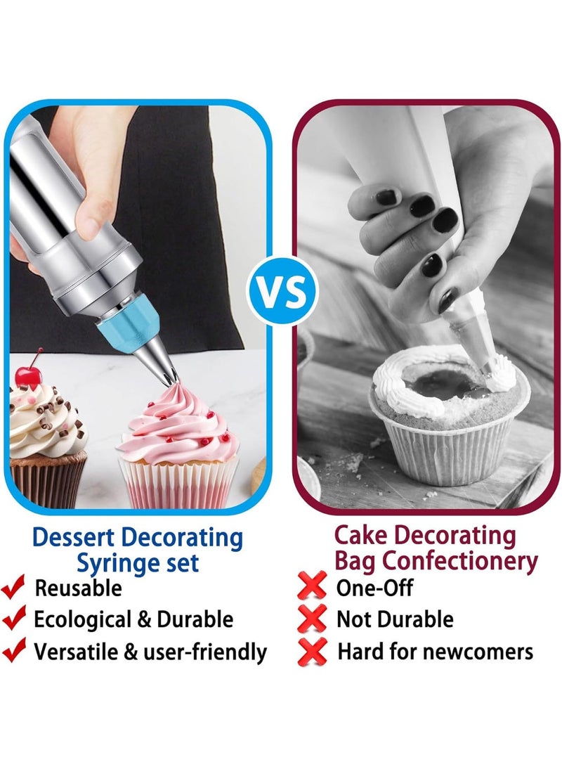 مجموعة محاقن تزيين الحلويات، طقم تزيين الكيك من الفولاذ المقاوم للصدأ مع 6 رؤوس تزيين، مجموعة رؤوس تزيين الكب كيك - Image 3